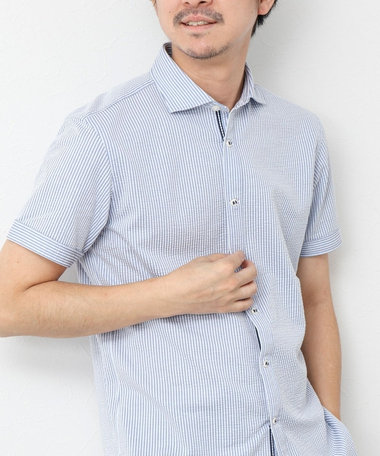 ［WEB限定 SPECIAL PRICE！］《ビジカジ対応》ハイゲージ サッカーストライプパラシュート半袖シャツ 25SS