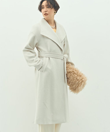 【一部WEB限定色】アンゴラビーバーベルテッドロングコート