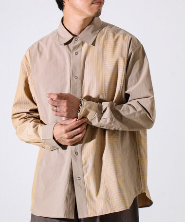 【無地×柄の遊び心デザイン】スマートクレイジーロングスリーブシャツ