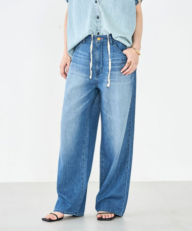 【RM denim】リネン混ひも付きリラックスパンツ