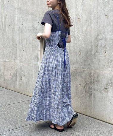 チェック柄キャミワンピース