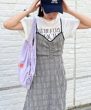 チェック柄キャミワンピース