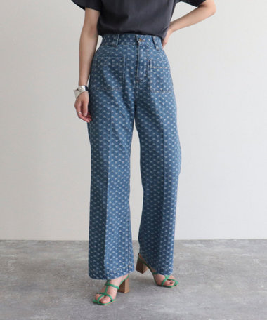 デニムポケ付きセミフレアパンツ