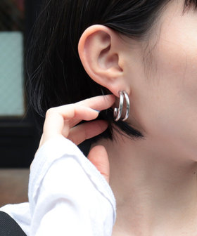 ステンレス2連Cリングピアス（3-0534-9-31-103）｜fredy emue(フレディ