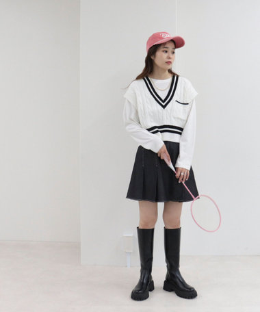 クロップド丈チルデンベスト