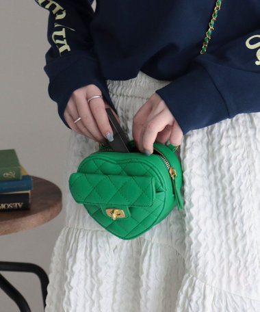 キルトハートチェーンポシェット