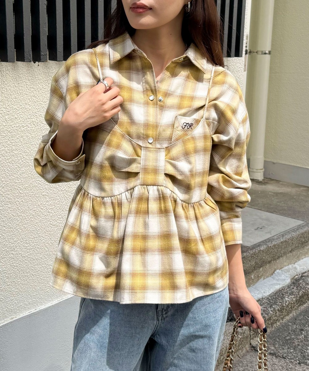 オンブレーチェックキャミビスチェ
