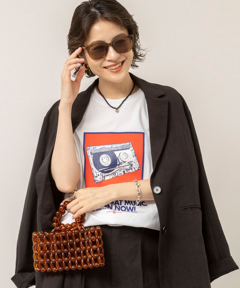 【MAQWEL/マクウェル】ウォッシャブルRADIO Maqwel オープンエンドプリントTシャツ