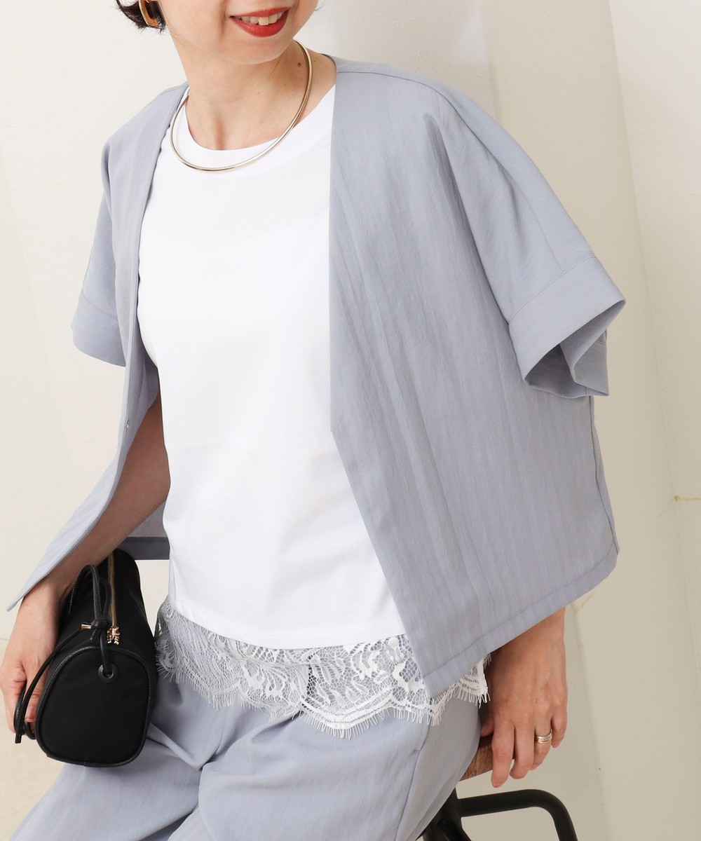 《接触冷感》《吸水速乾》DRY COTTON裾レースTシャツ
