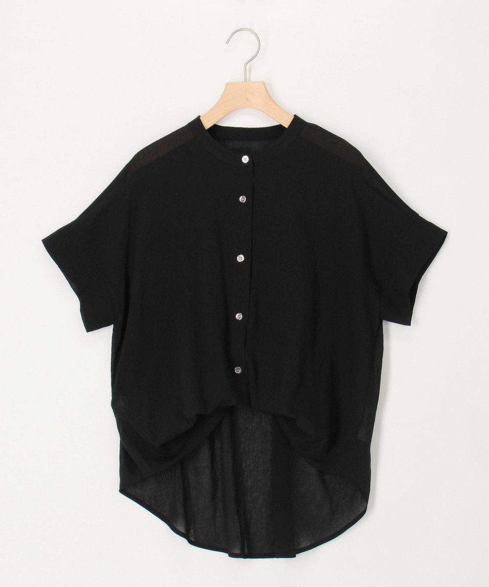 麻調シアーバックギャザーブラウス