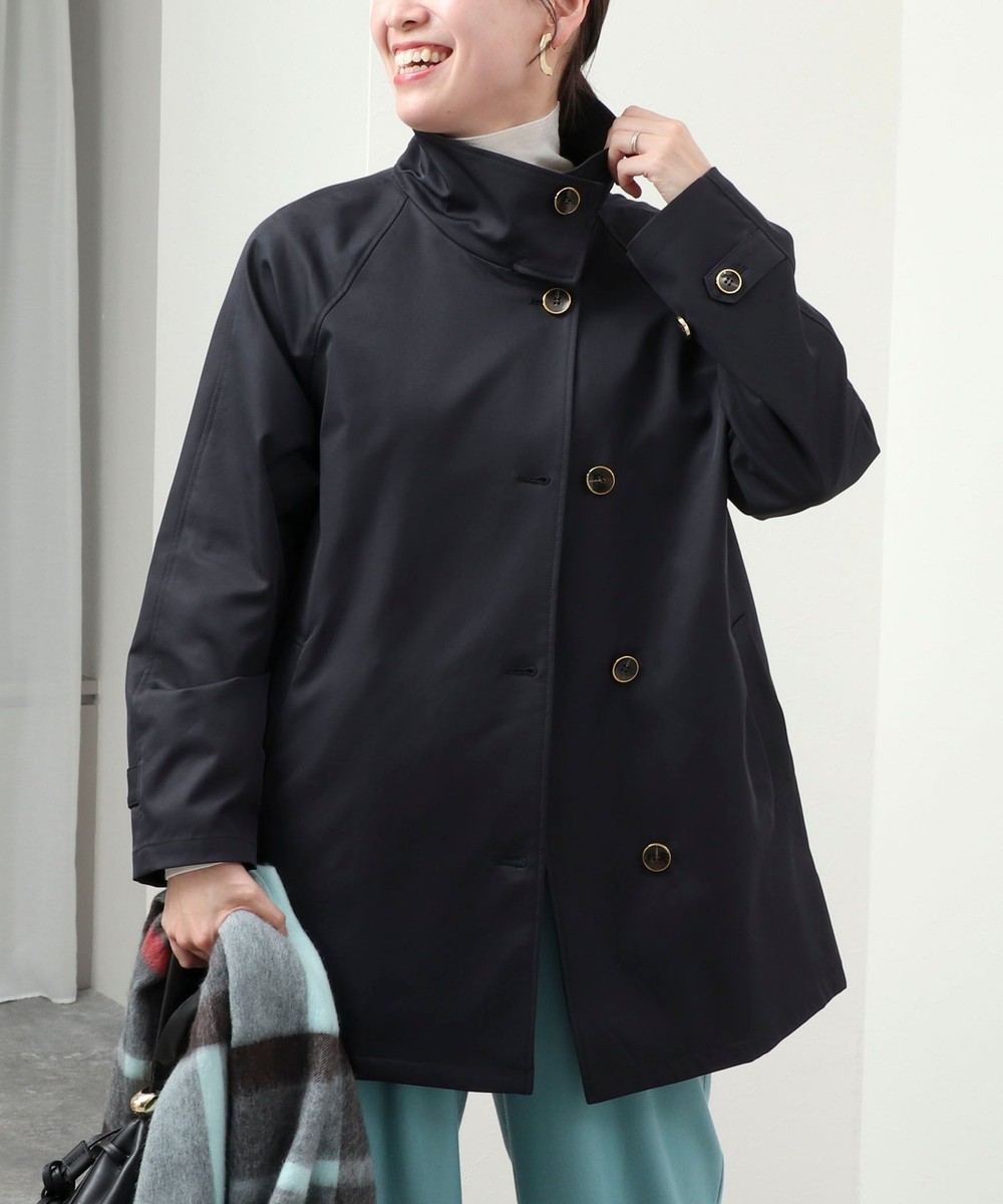 《WEB限定カラーあり》《撥水・防汚》クリアツイルスタンドカラーミドルコート
