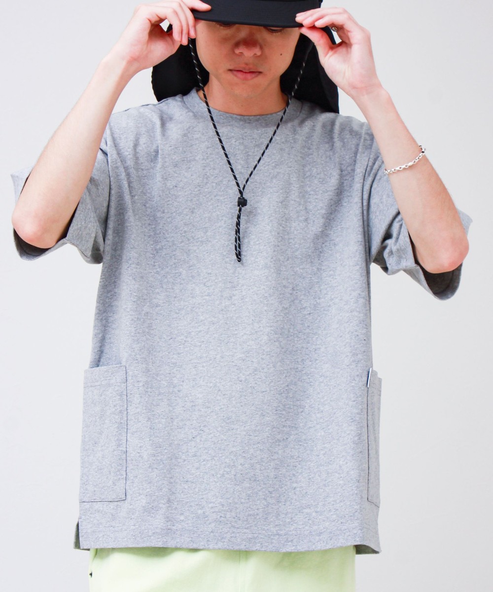 バックステッチ サイドポケット クルーネックTシャツ