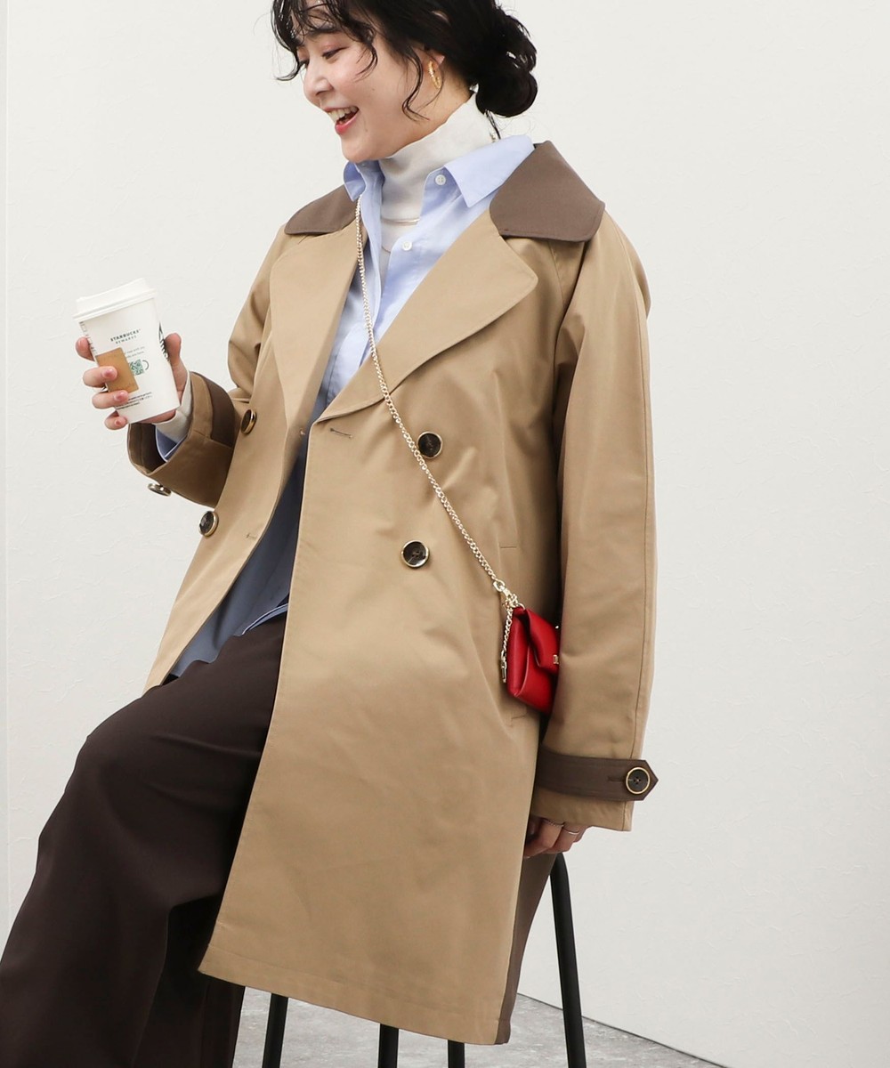 バイカラートレンチコート