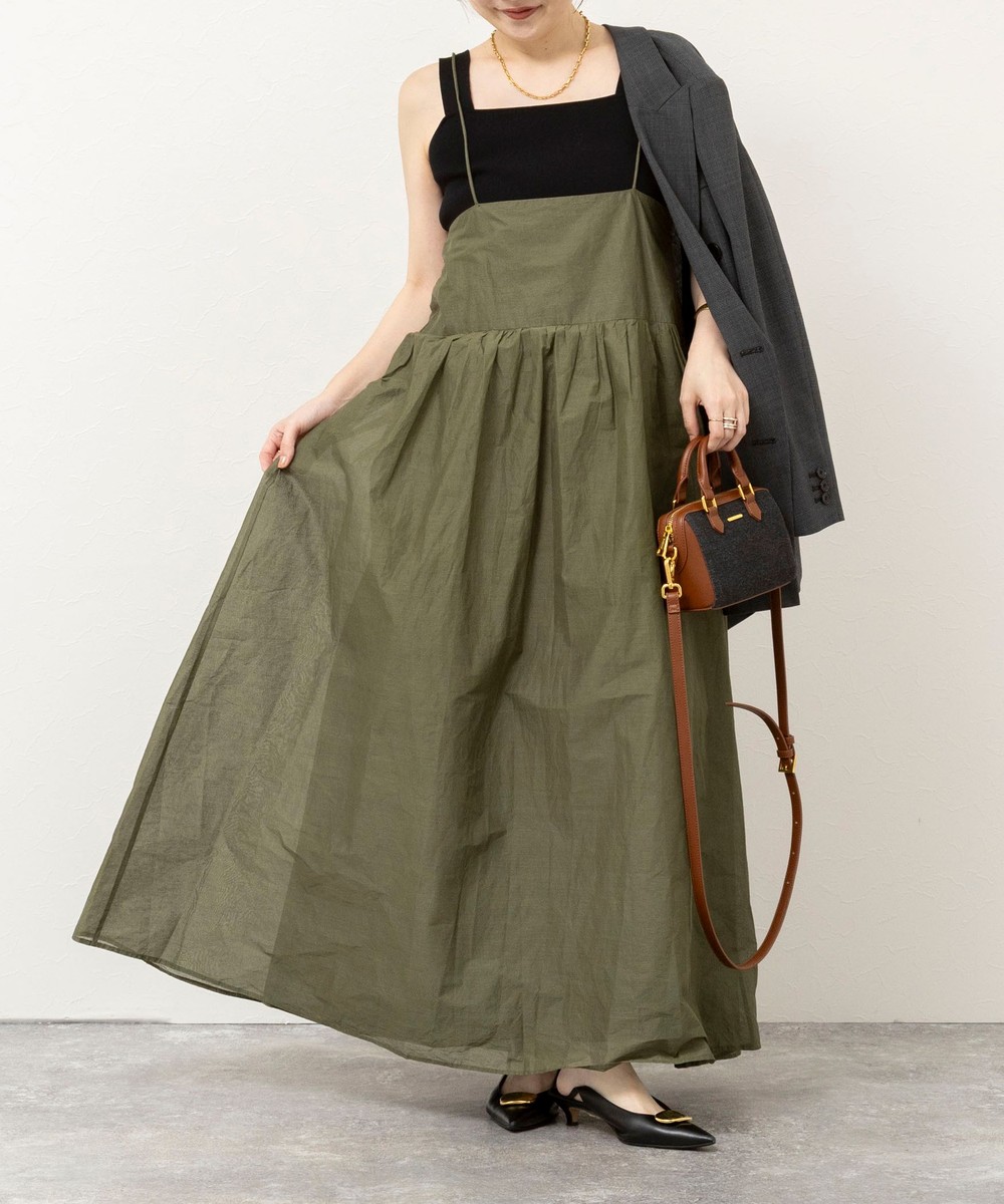 【MARILYN MOON/マリリーンムーン】sheer starched cotton 2way camiskirt