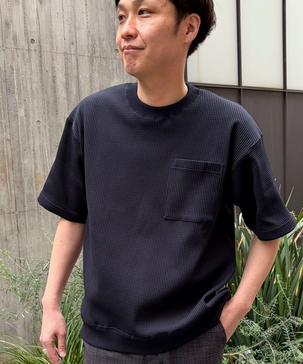 《吸水速乾》PERFECTEXドライワッフル　クルーネック　Tシャツ