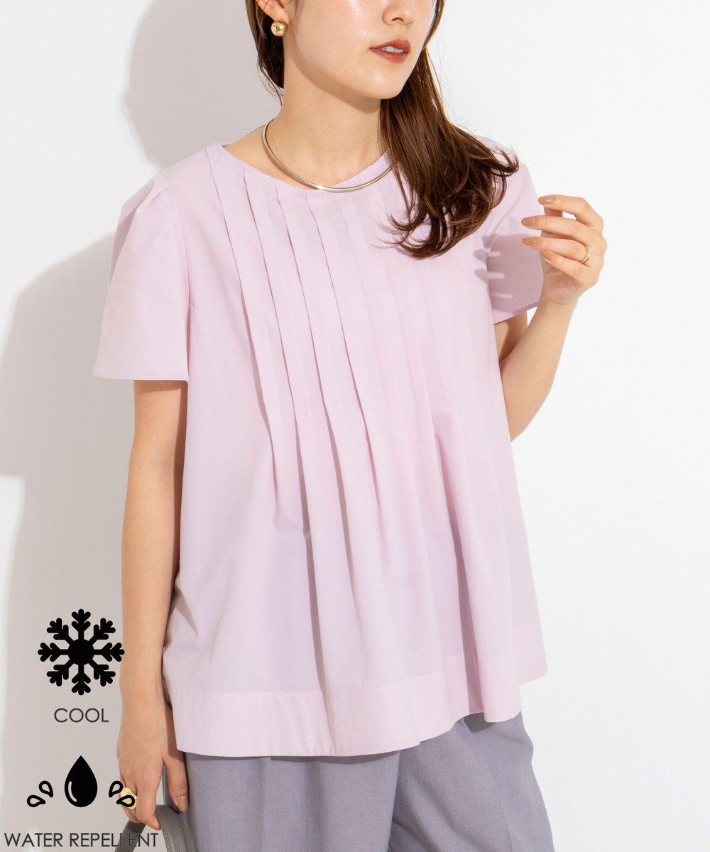 《撥水/セットアップ対応》ウォッシャブルアクティブストレッチタックブラウス