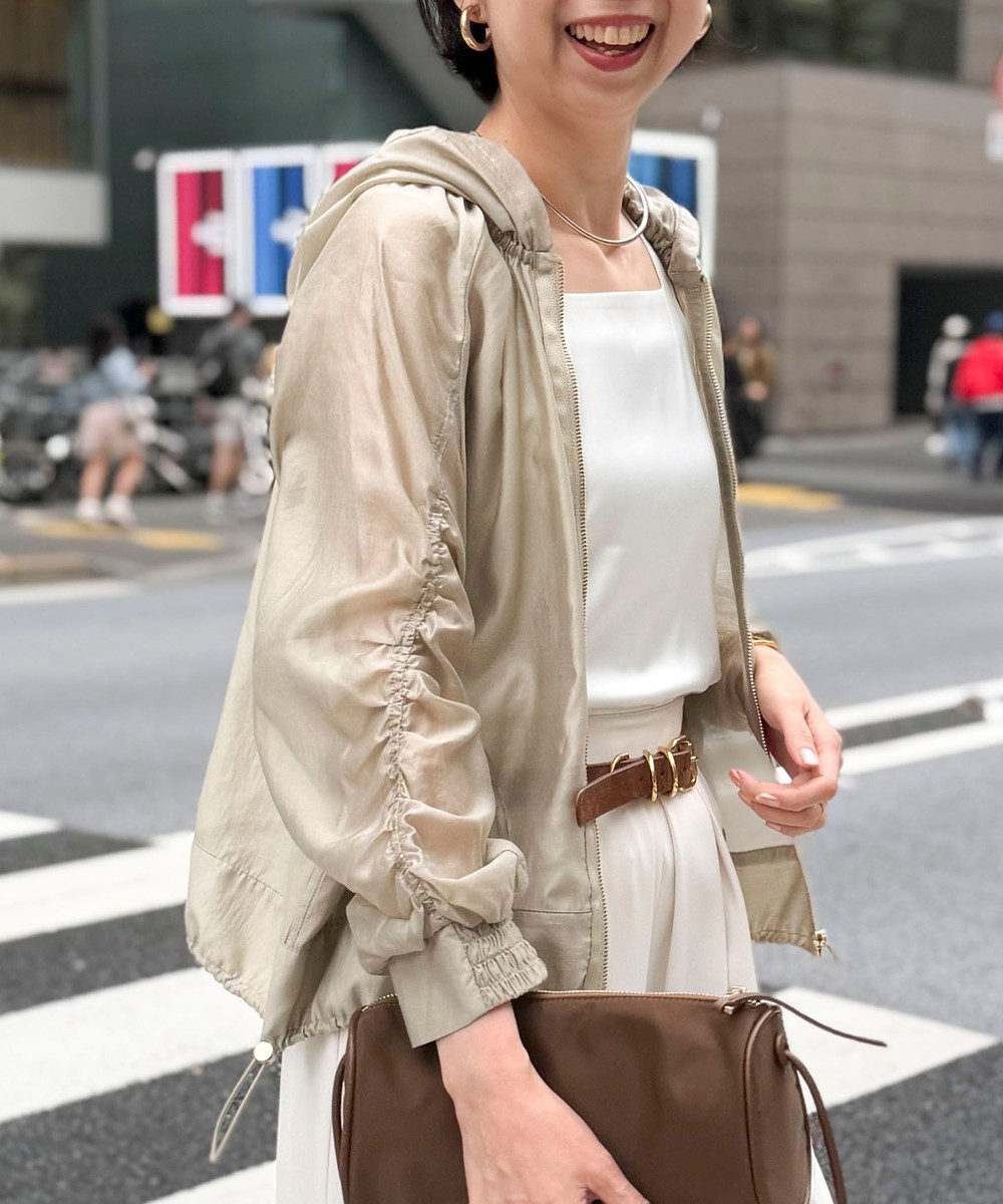 オーガンジーグログランフードブルゾン