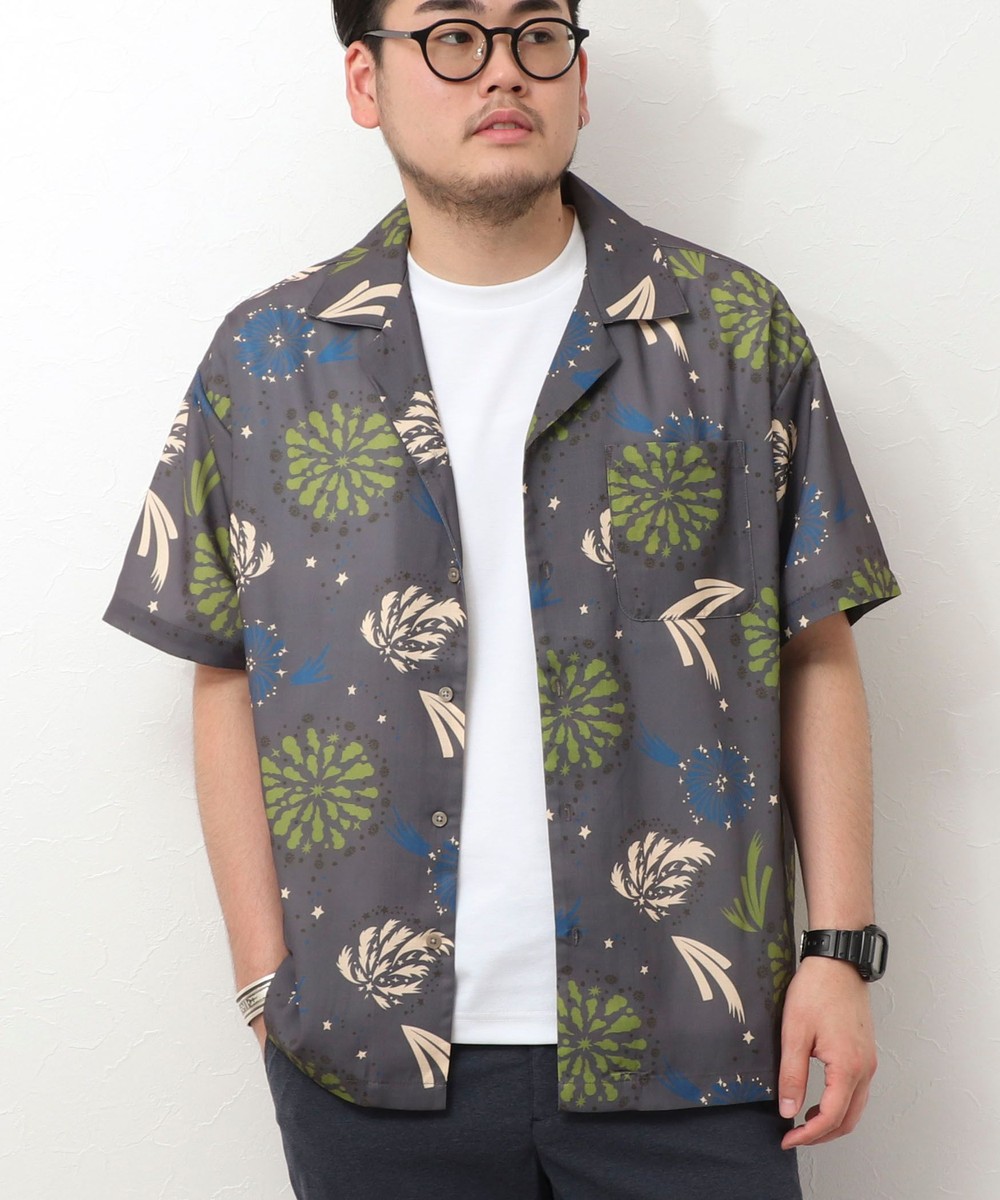 総柄 ショートスリーブ オープンカラーシャツ