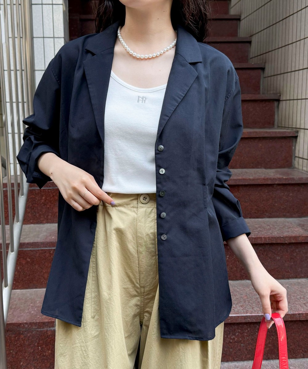 【人気アイテムの夏バージョン】リネン混シアーテーラードシャツ
