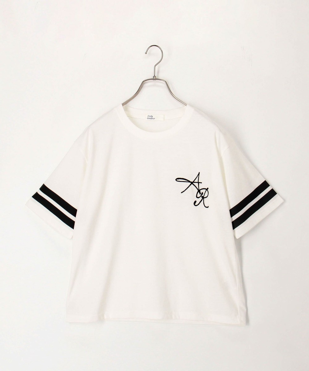 刺繍ロゴ＆袖ラインTee