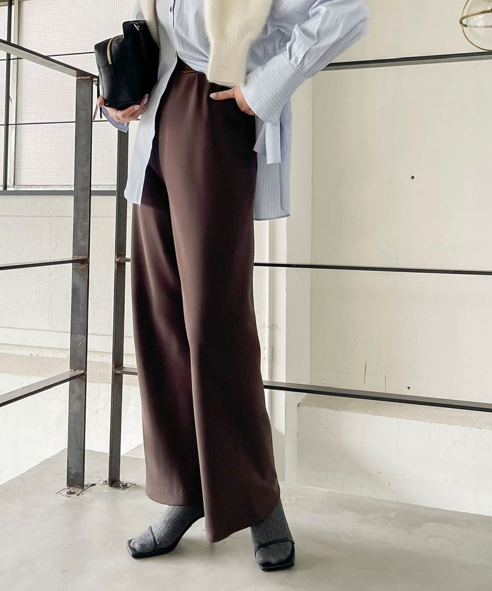 【NOLLEY’S mgr.松葉☆別注サイズ・一部WEB限定カラーアイテム】《セットアップ対応》ウォッシャブルツイルバイヤス美脚パンツ