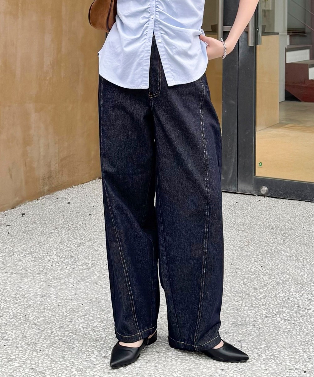 ライトオンス切替ワイドデニムパンツ