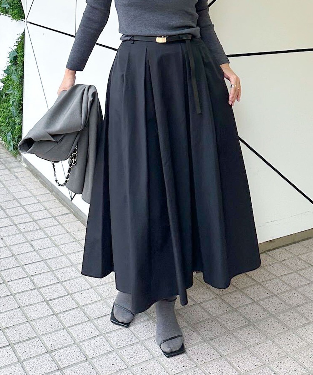 ウォッシャブルツイルタックフレアースカート