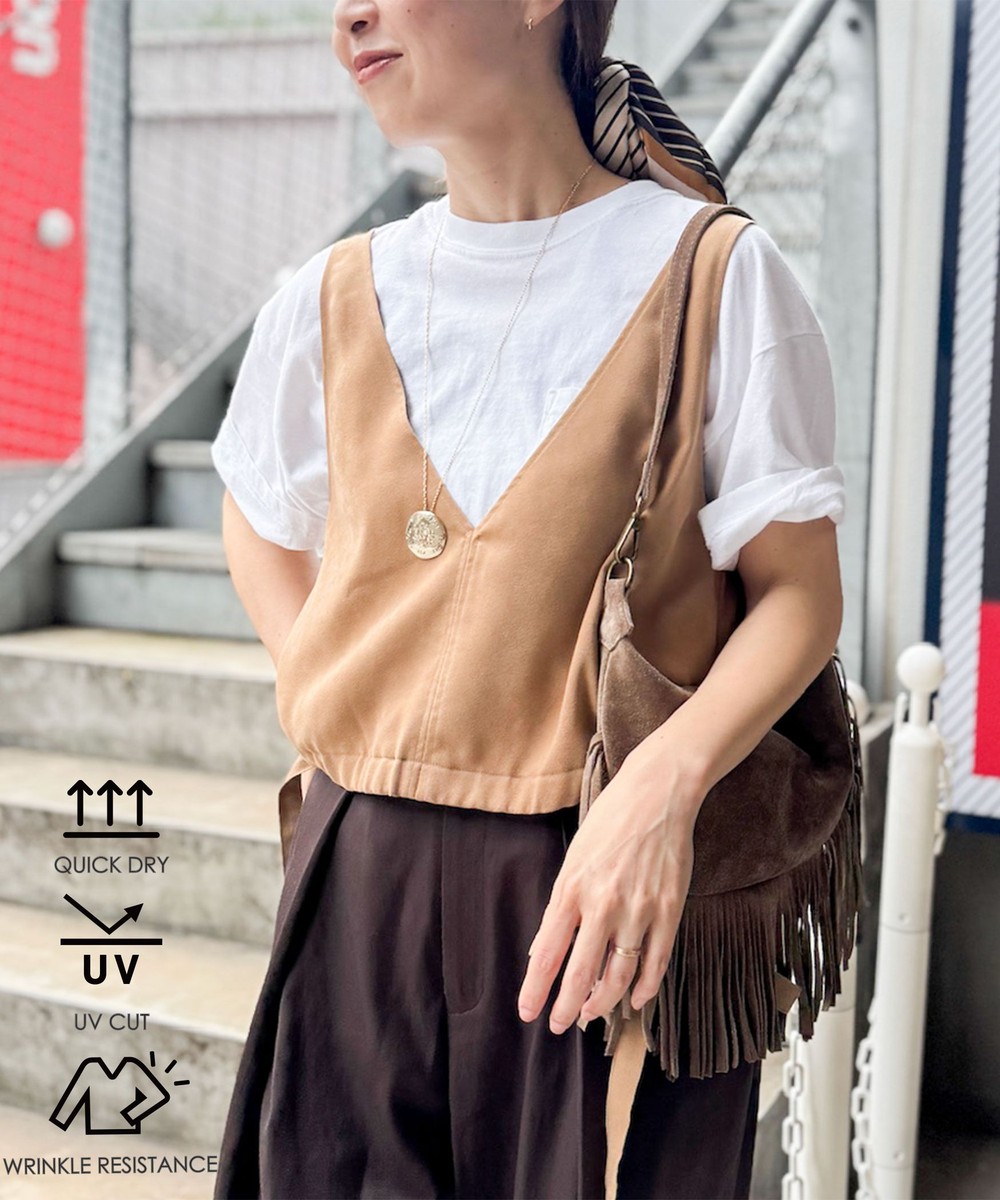 《UVカット/防シワ》ウォッシャブルスエードライク2WAYビスチェ