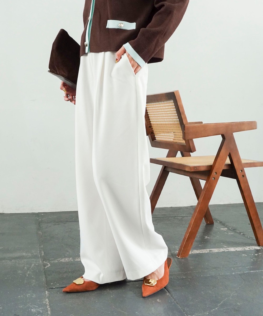ウォッシャブルカルゼイージーワイドパンツ