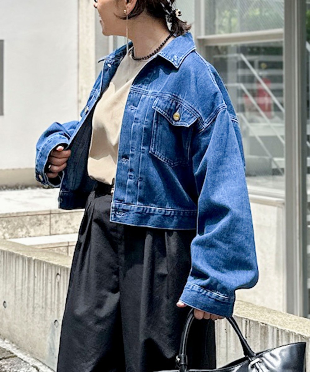 【RM denim】バックひねりデザインショート丈Gジャン