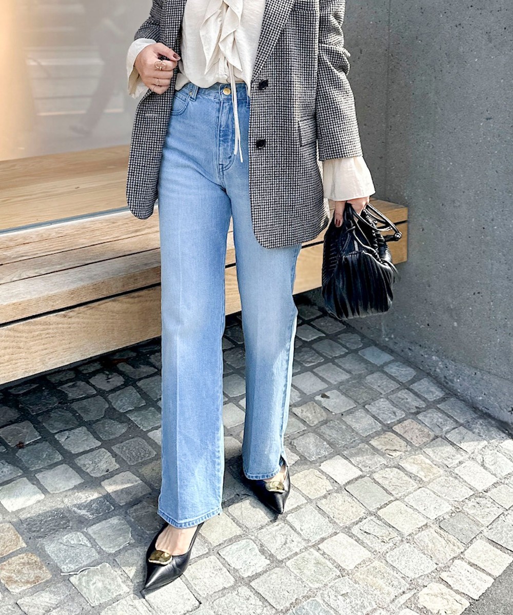 《5サイズ展開》【RM denim】センタープレス裾デザインデニム