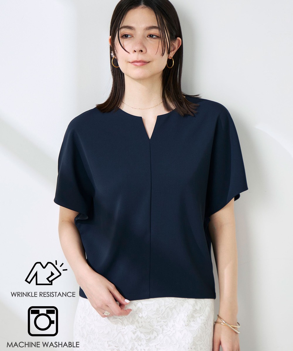 《セットアップ対応》NEW morisachiウォッシャブルツイルケープ風ブラウス