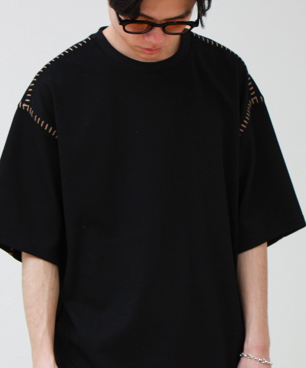 【セットアップ対応】カルゼラダーステッチ クルーネックTシャツ