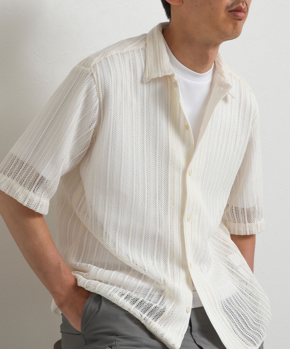 レースワンナップカラー 半袖ニットシャツ 26SS