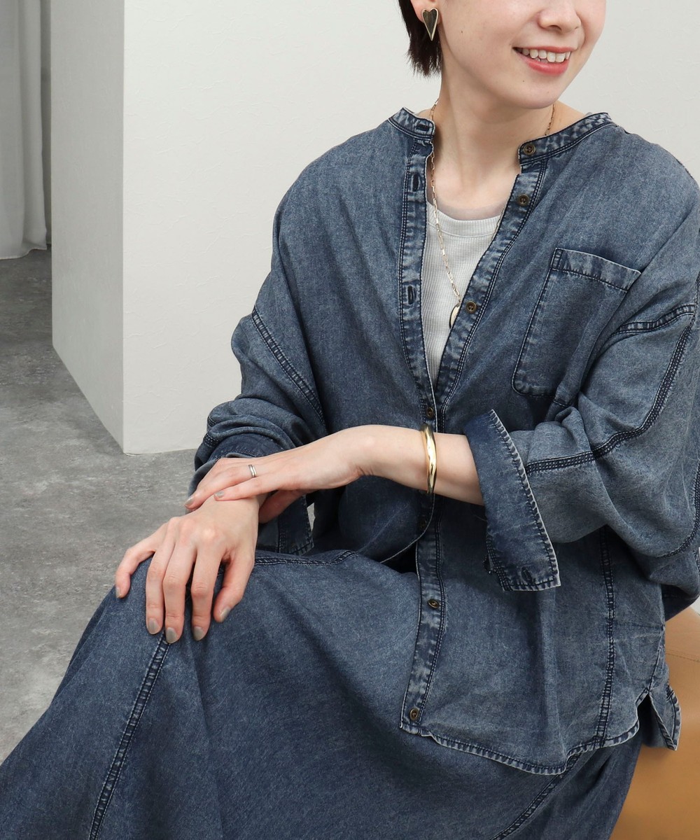 《セットアップ対応》パウダーシルクデニムドルマンシャツ