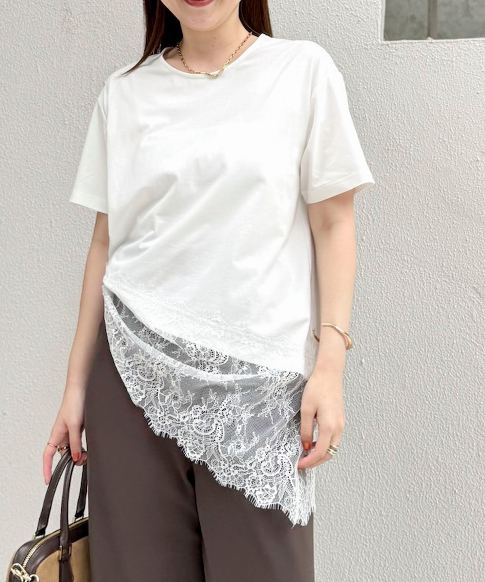 【BECシリーズ】ウォッシャブル裾レースイレヘムＴシャツ