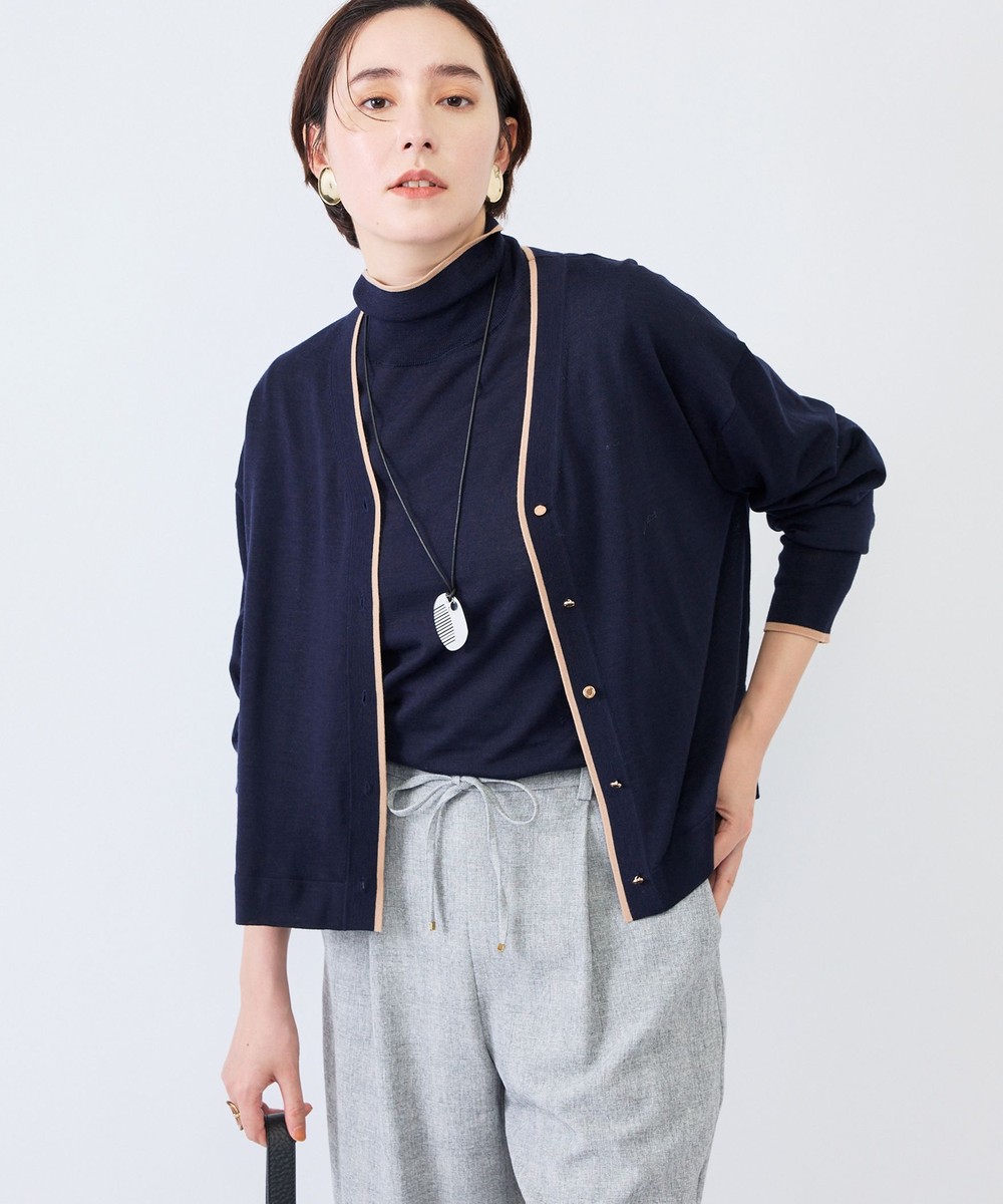 《手洗い可能》18GマレーゆったりVネックカーディガン