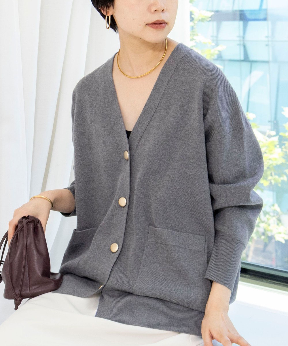 【WEB限定】《手洗い可能》総針ビックVネックカーディガン