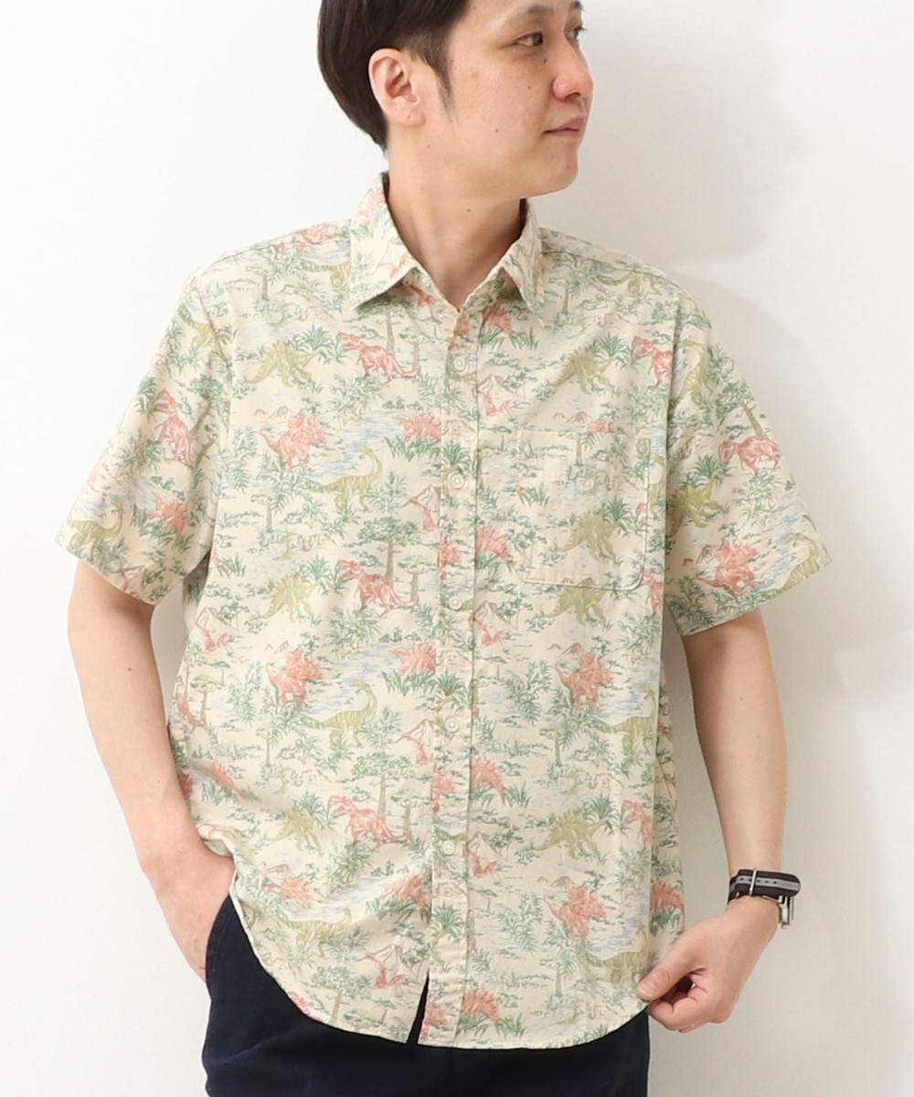 総柄プリント レギュラーカラー 半袖シャツ