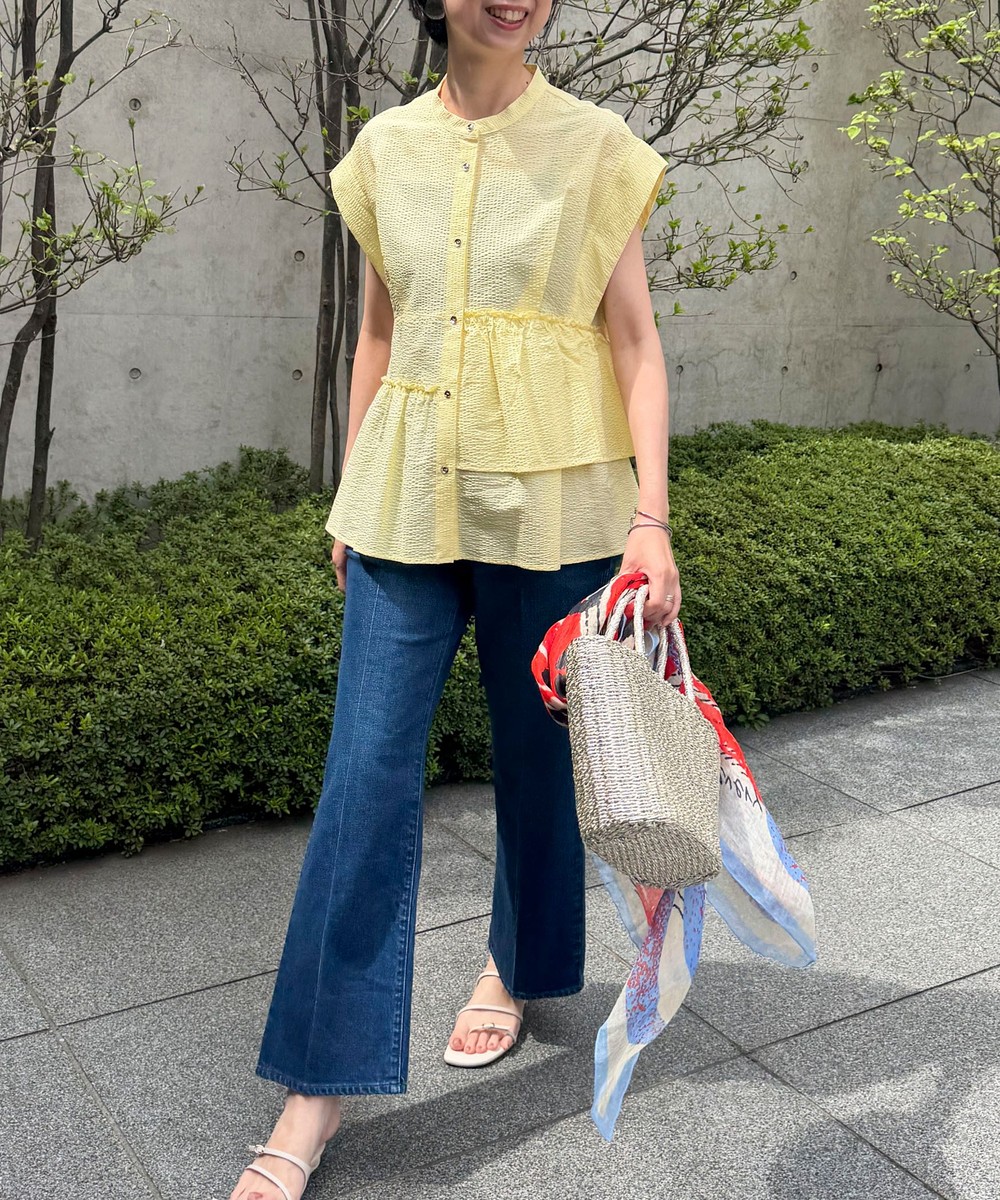 ワンダーウェーブクロスアシメペプラムブラウス