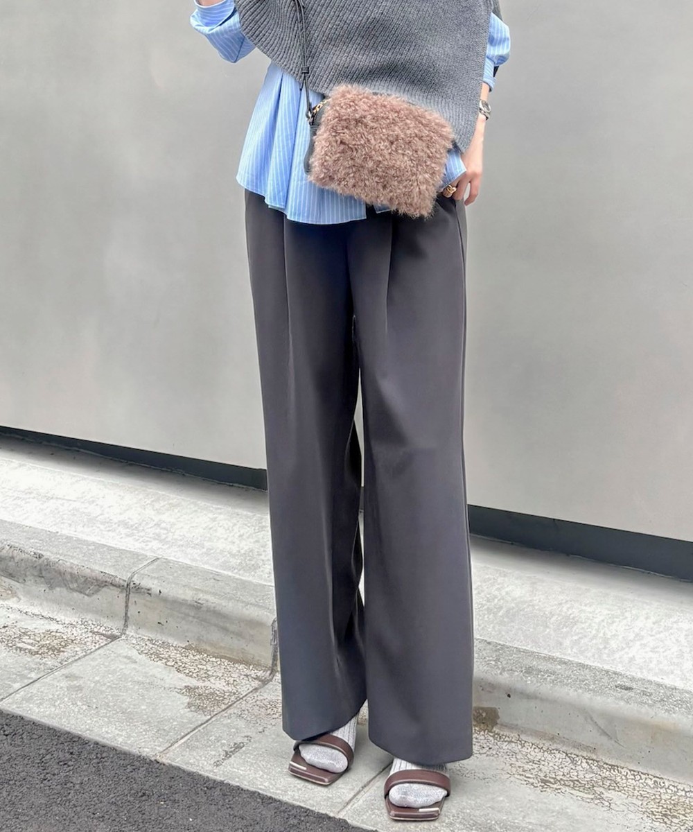 ウォッシャブルカルゼイージーワイドパンツ