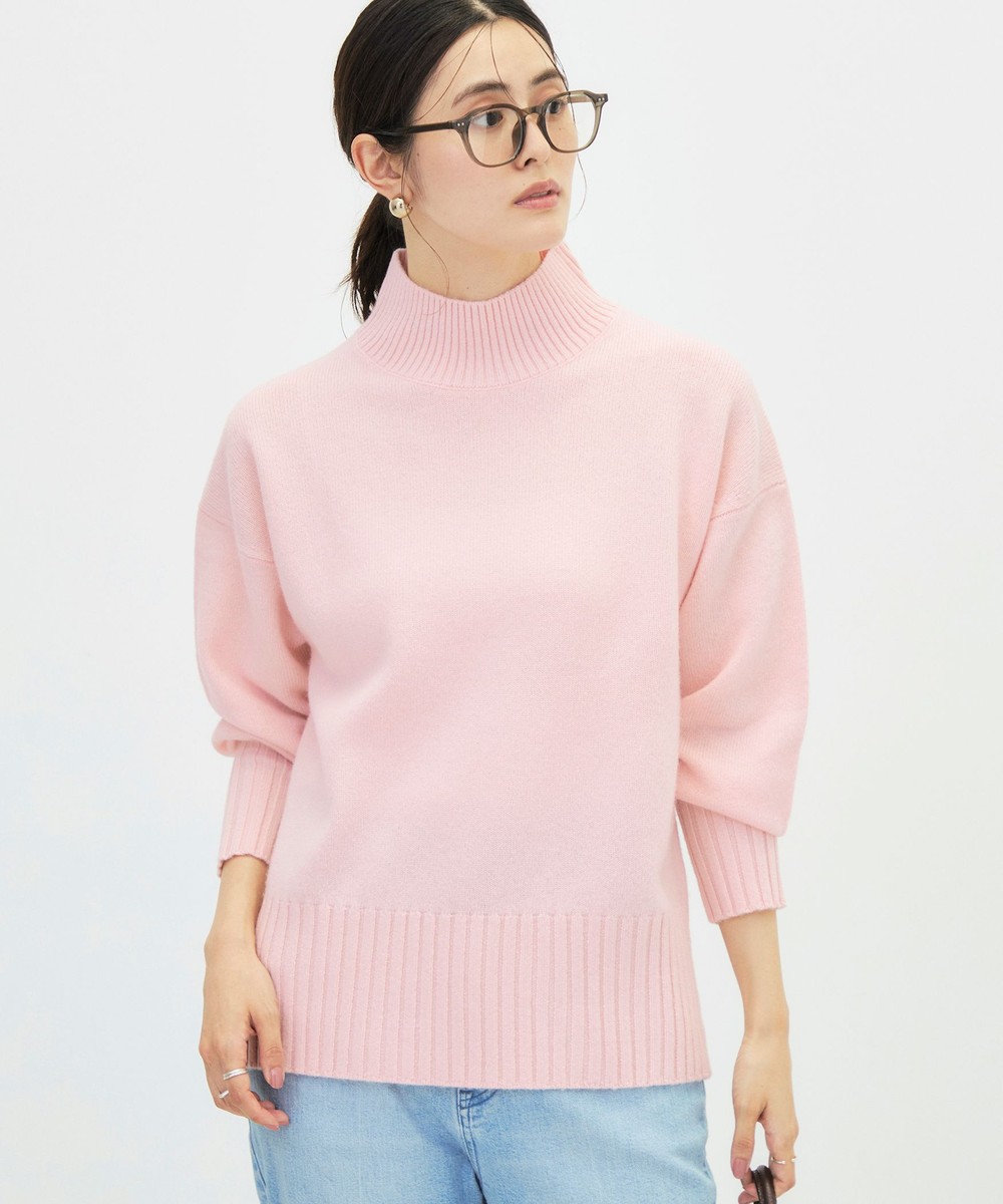 カシミヤ混紡毛ハイネックプルオーバー