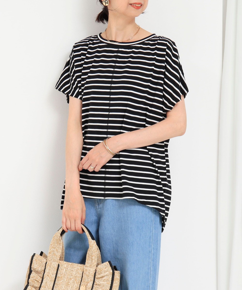 ベア天ボーダーバックリボンTシャツ