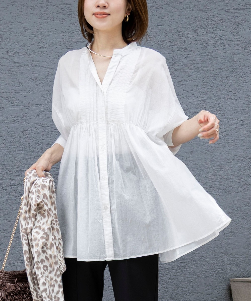 【WEB＆一部店舗限定】【BECシリーズ】綿ボイルピンタックオーバーシャツ