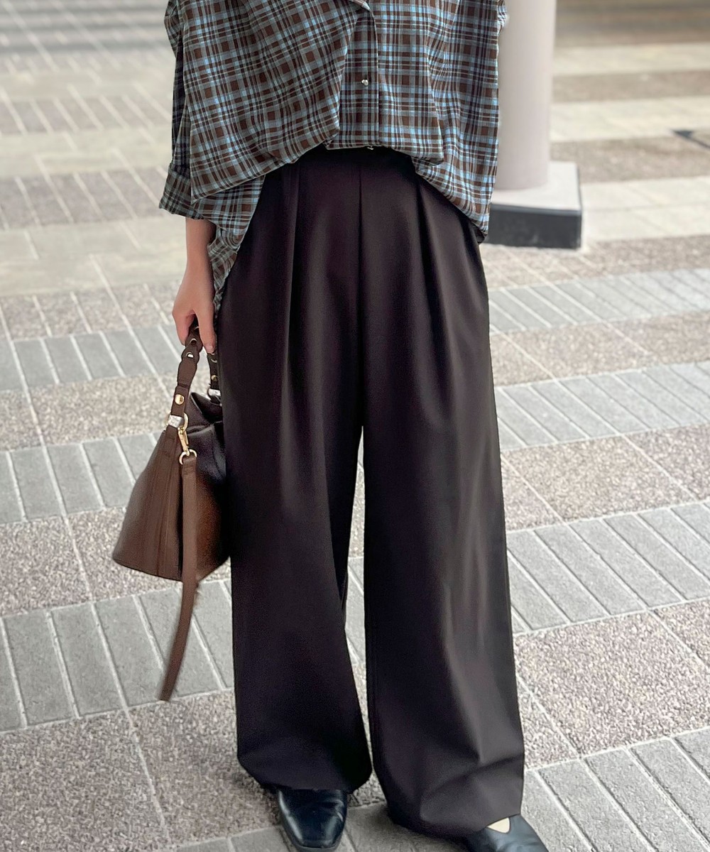 強撚ライトツイルストレッチツータックパンツ