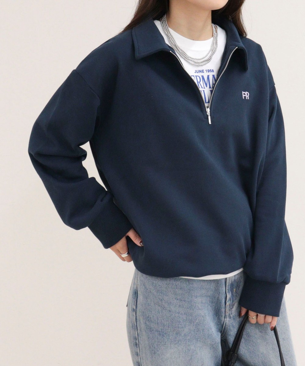 ［WEB限定 SPECIAL PRICE！］FR刺しゅう衿付きハーフZIPスウェットプルオーバー