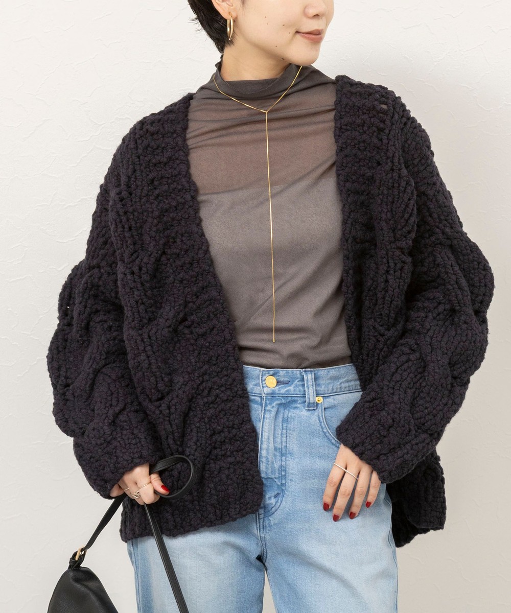 【IRONING/アイロニング】cable rough cardigan