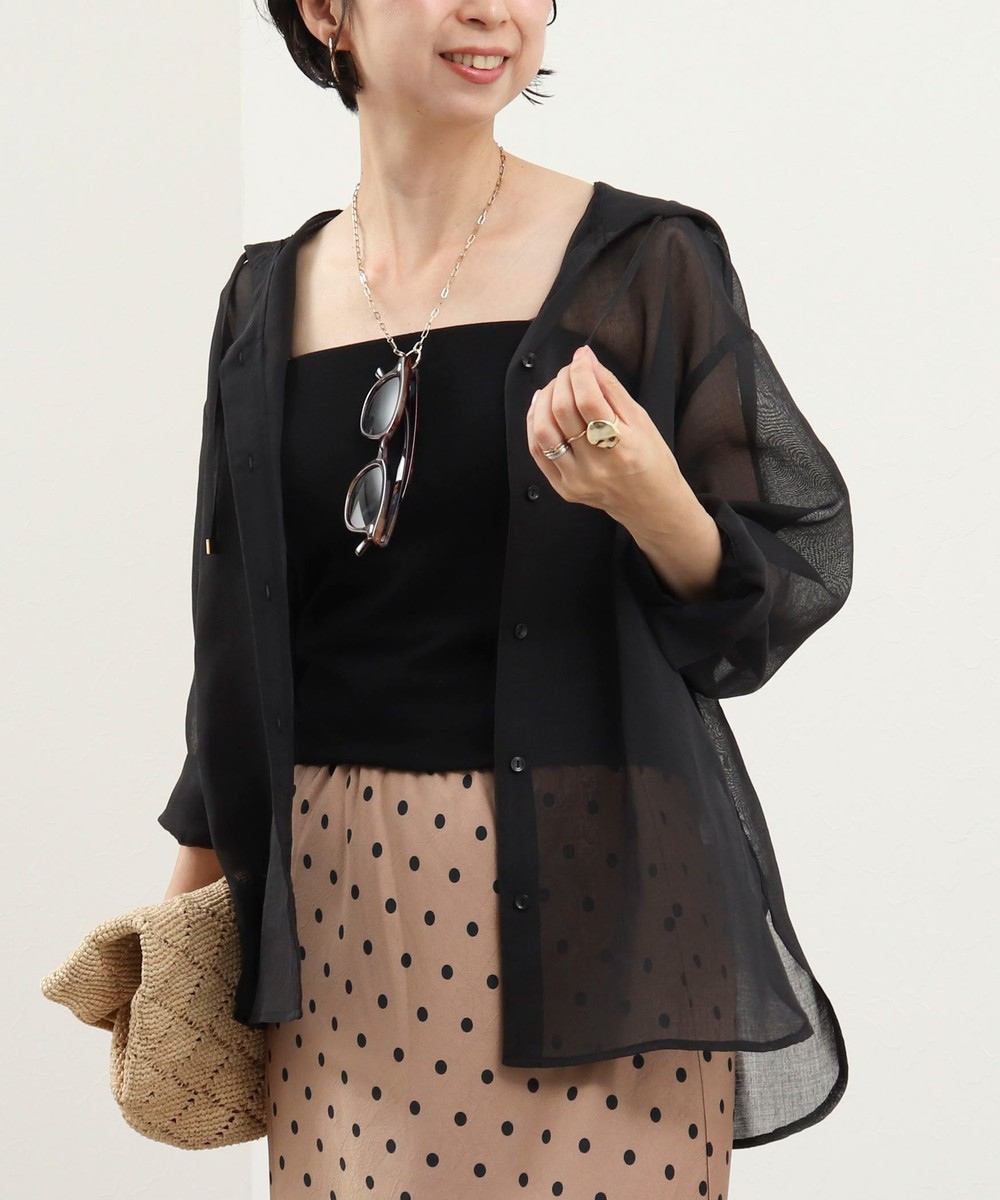 シアーリネンライクフードシャツ