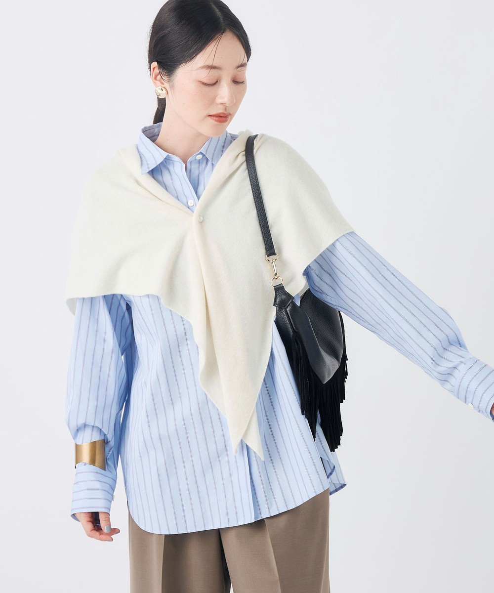 ウォッシャブルカシミヤ混三角ストール