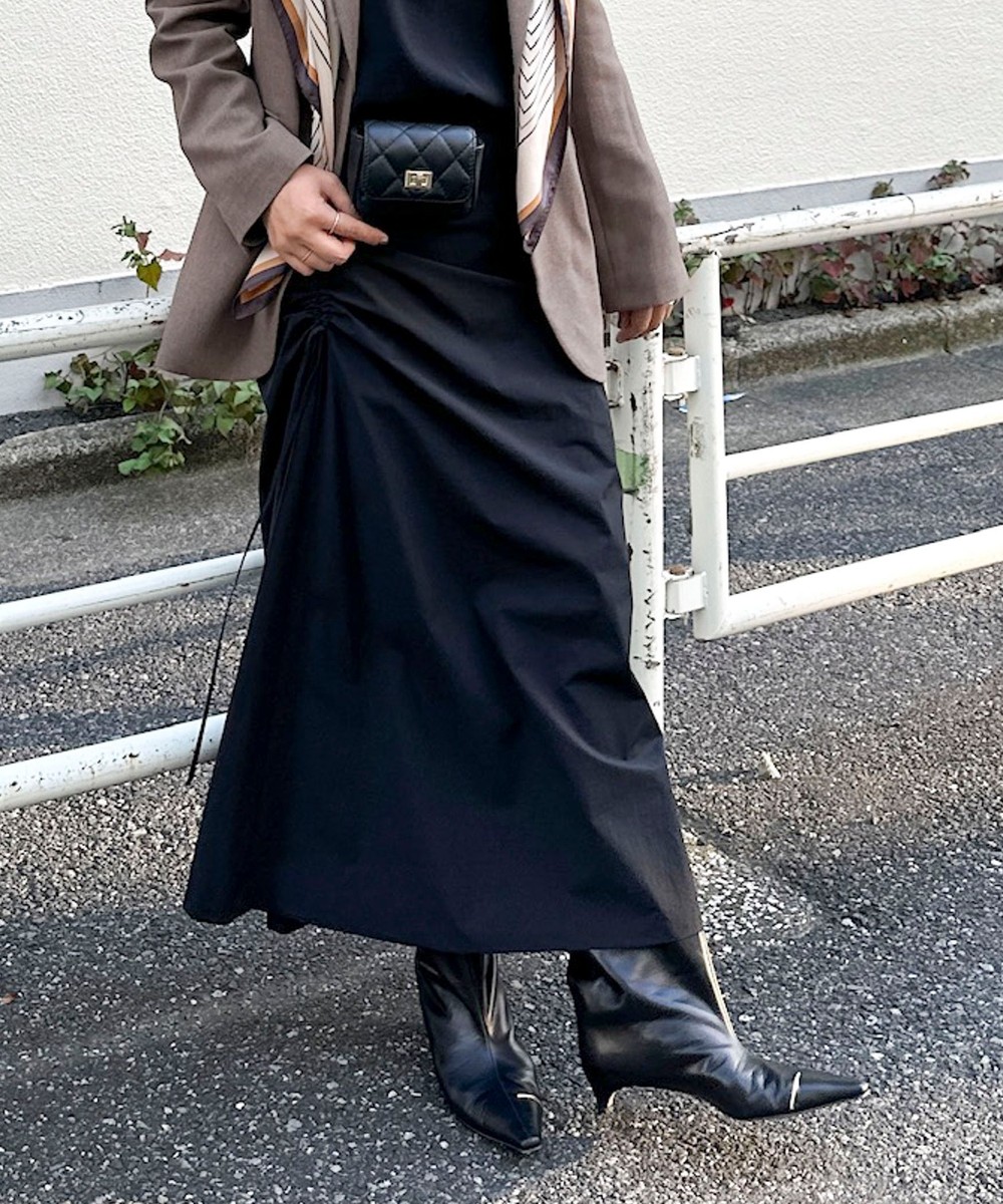 《防シワ/2WAYストレッチ》ウォッシャブルサイドスピンドルアレンジスカート
